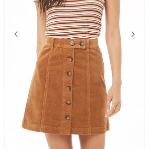 Forever 21 Brown Button-Front A-Line Skirt